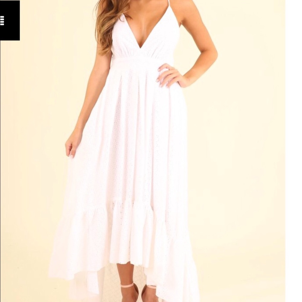 White Eyelet High Low Dress